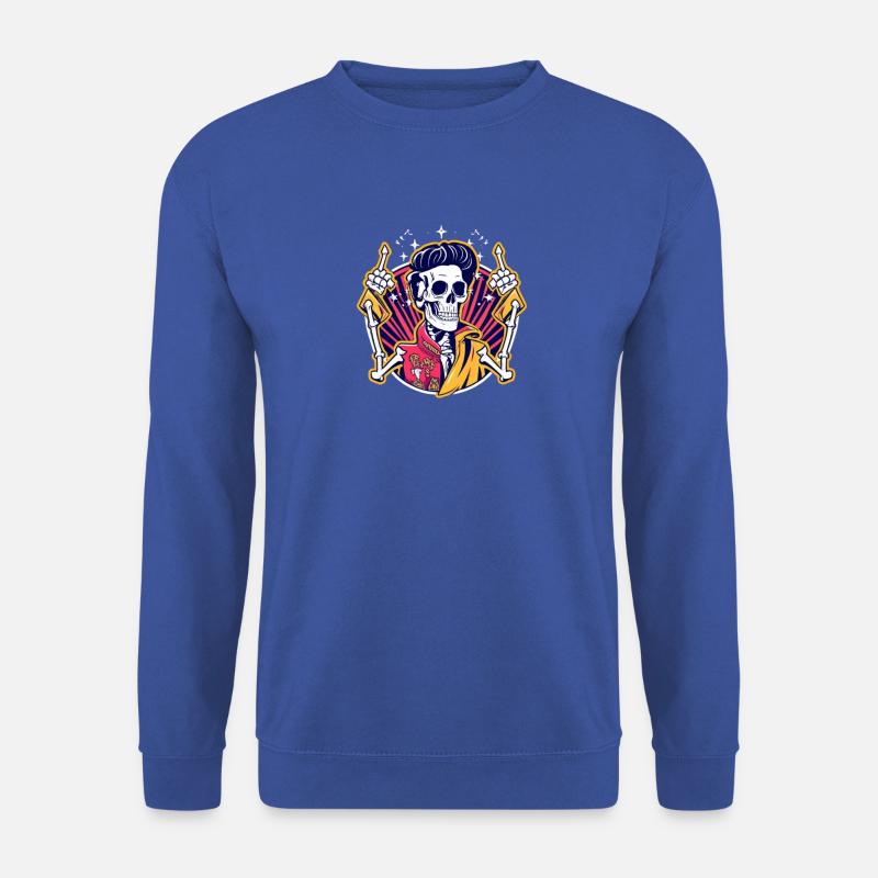 Neon Totenkopf Rockabilly Duell - Unisex Pullover - Royalblau