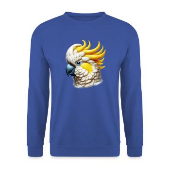 Kakadu-Papagei - Unisex Pullover - Royalblau - Vorne - Alina (178cm) & Michal (187cm)