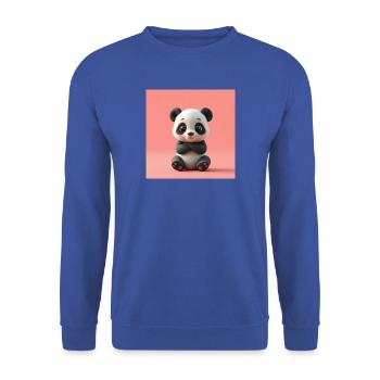 Panda mit Cartoon-Effekt - Unisex Pullover - Royalblau - Vorne - Alina (178cm) & Michal (187cm)