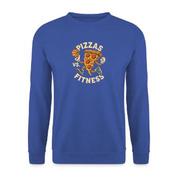 Pizza Fitness Animation - Unisex Pullover - Royalblau - Vorne - Alina (178cm) & Michal (187cm)
