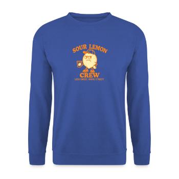 Zitronen Cartoon – Lustiges Retro Motiv - Unisex Pullover - Royalblau - Vorne - Alina (178cm) & Michal (187cm)