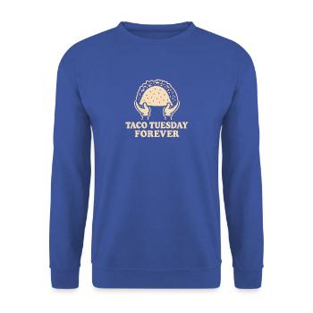 Taco Tuesday Forever – Lustiges Retro Food Design - Unisex Pullover - Royalblau - Vorne - Alina (178cm) & Michal (187cm)