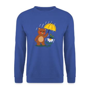  Bär mit regenschirm - Unisex Pullover - Royalblau - Vorne - Alina (178cm) & Michal (187cm)