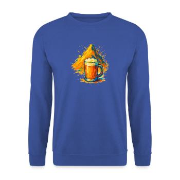 Gipfelbier Farbexplosion - Unisex Pullover - Royalblau - Vorne - Alina (178cm) & Michal (187cm)