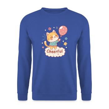 Festliche Ballonkatze - Unisex Pullover - Royalblau - Vorne - Alina (178cm) & Michal (187cm)