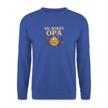 Du wirst Opa – fröhliches Motiv - Unisex Pullover - Royalblau - Vorne - Alina (178cm) & Michal (187cm)