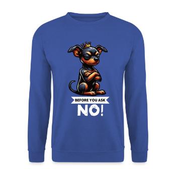 Before You Ask Miniature Pinscher Pinscher Pinscher Dog - Unisex Sweatshirt - royal blue - Front - Alina (178cm) & Michal (187cm)