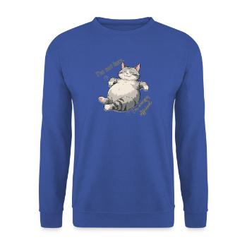 Energie-Sparkatze: Cozy Lounge - Unisex Pullover - Royalblau - Vorne - Alina (178cm) & Michal (187cm)