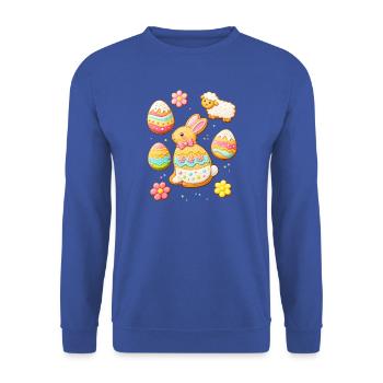 Osterkekse Set mit Hase und Lamm Illustration - Unisex Pullover - Royalblau - Vorne - Alina (178cm) & Michal (187cm)