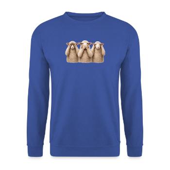 Die drei Schafe - Unisex Pullover - Royalblau - Vorne - Alina (178cm) & Michal (187cm)