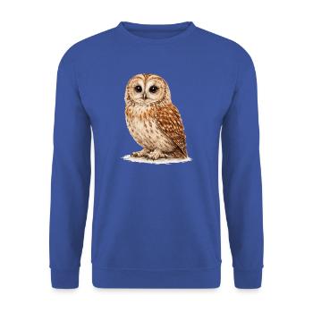 Aquarell Eule Nachtwald - Unisex Pullover - Royalblau - Vorne - Alina (178cm) & Michal (187cm)