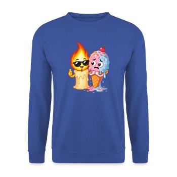 Feuer & Eis Duo Cartoon - Unisex Pullover - Royalblau - Vorne - Alina (178cm) & Michal (187cm)