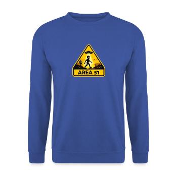 Area 51 UFO-Wüstenschild - Unisex Pullover - Royalblau - Vorne - Alina (178cm) & Michal (187cm)