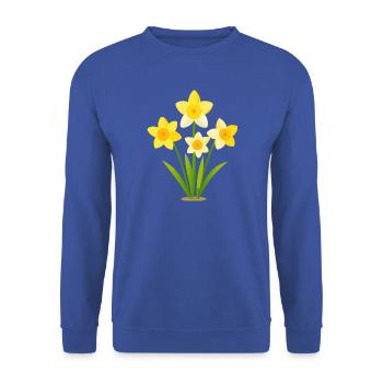 Narzissen - Unisex Pullover - Royalblau - Vorne - Alina (178cm) & Michal (187cm)