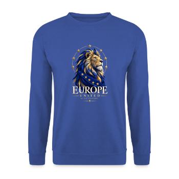 Löwe der EU in Blau-Gold - Unisex Pullover - Royalblau - Vorne - Alina (178cm) & Michal (187cm)