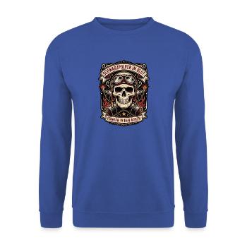 Pyro im Blut - Unisex Pullover - Royalblau - Vorne - Alina (178cm) & Michal (187cm)