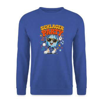 Retro 70s Schlager Party Disco Kugel  - Unisex Pullover - Royalblau - Vorne - Alina (178cm) & Michal (187cm)
