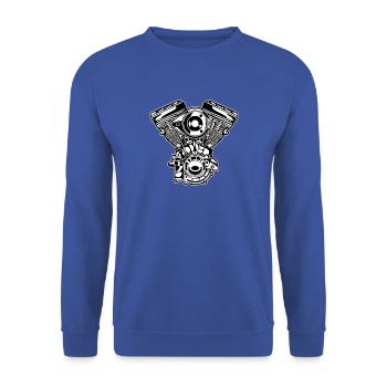 Moteur moto / Moteur 01_schwarz blanc - Sweat-shirt Unisexe - bleu royal - Devant - Alina (178cm) & Michal (187cm)