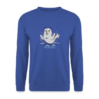 KUUTTI-SAIMAANNORPPA, Finnland, Geschenkartikel 01-05 - Unisex Pullover - Royalblau - Vorne - Alina (178cm) & Michal (187cm)