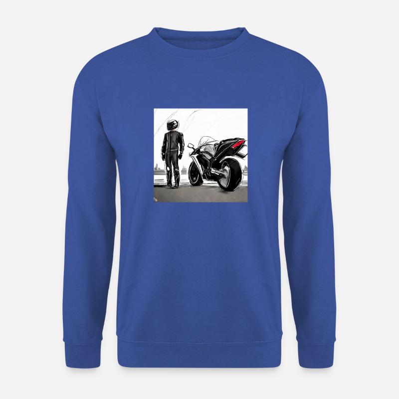 Motorrad Bleistiftzeichnung - Unisex Pullover - Royalblau