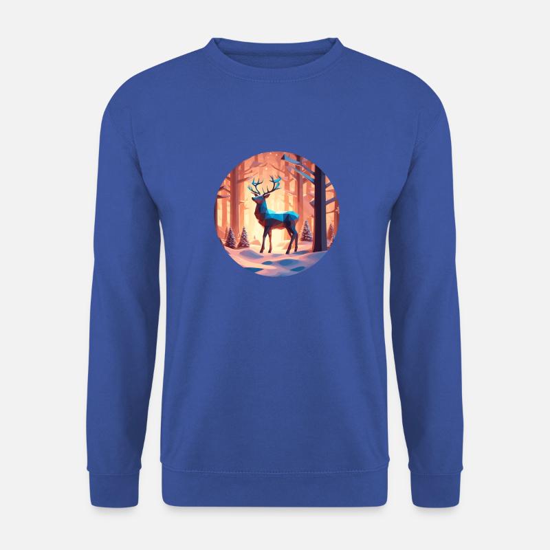 Rentier Low Poly Weihnachten - Unisex Pullover - Royalblau