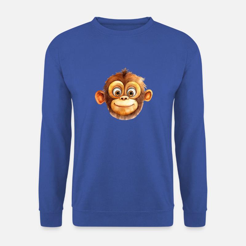 Affe Zeichnung Aquarell - Unisex Pullover - Royalblau