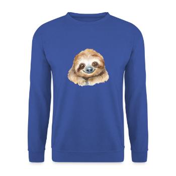 Faultier Wasserfarben Aquarell - Unisex Pullover - Royalblau - Vorne - Alina (178cm) & Michal (187cm)