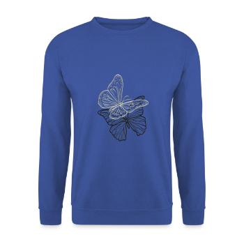 Schmetterling - Unisex Pullover - Royalblau - Vorne - Alina (178cm) & Michal (187cm)