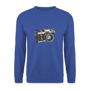 Dessin rétro de caméra - Sweat-shirt Unisexe - bleu royal - Devant - Alina (178cm) & Michal (187cm)