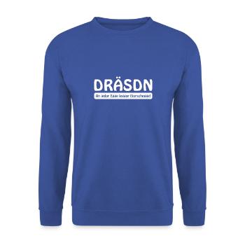 Dresden – An jeder Ecke lecker Eierschecke - Unisex Pullover - Royalblau - Vorne - Alina (178cm) & Michal (187cm)
