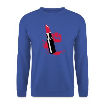 Lippenstift mit Kussmund - Unisex Pullover - Royalblau - Vorne - Alina (178cm) & Michal (187cm)