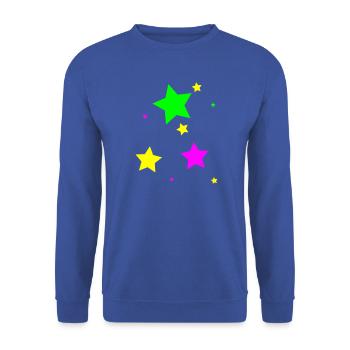 Bunte Sterne - Unisex Pullover - Royalblau - Vorne - Alina (178cm) & Michal (187cm)