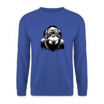 Visage d’orang-outan souriant | Le singe sourit - Sweat-shirt Unisexe - bleu royal - Devant - Alina (178cm) & Michal (187cm)