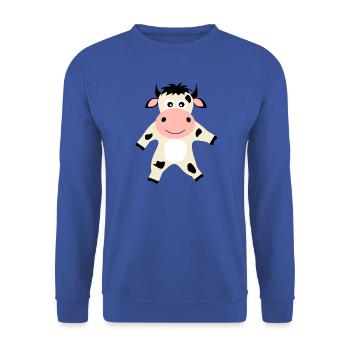 Kuh - Unisex Pullover - Royalblau - Vorne - Alina (178cm) & Michal (187cm)