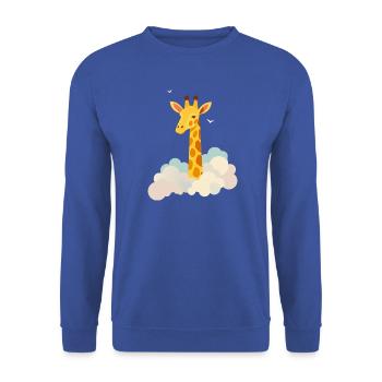 Gentle giraffe above the clouds – Dreamlike motif - Unisex Sweatshirt - royal blue - Front - Alina (178cm) & Michal (187cm)