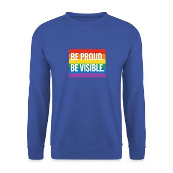 Regenbogen Pride Statement Design - Unisex Pullover - Royalblau - Vorne - Alina (178cm) & Michal (187cm)