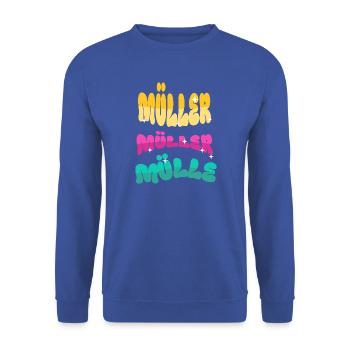 Müller - Unisex Pullover - Royalblau - Vorne - Alina (178cm) & Michal (187cm)