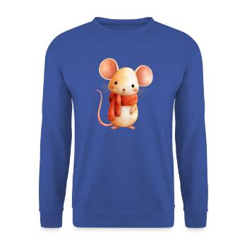 Kleine Herbstmaus, Erzählzeichnung für Kinder - Unisex Pullover - Royalblau - Vorne - Alina (178cm) & Michal (187cm)