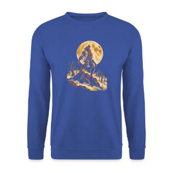 Der Wolfsmensch heult den Vollmond an - Unisex Pullover - Royalblau - Vorne - Alina (178cm) & Michal (187cm)