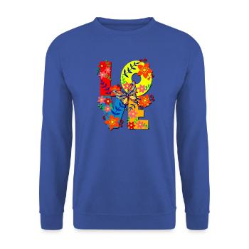 Lebendige florale Liebesbriefe - Unisex Pullover - Royalblau - Vorne - Alina (178cm) & Michal (187cm)