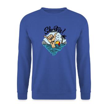 Shaka surfer greeting Hawaii - Unisex Sweatshirt - royal blue - Front - Alina (178cm) & Michal (187cm)