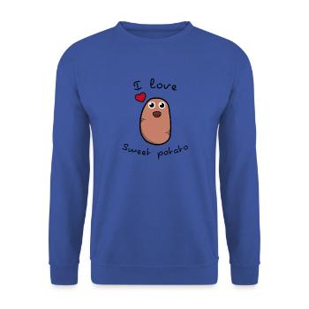 J'aime la patate douce - Sweat-shirt Unisexe - bleu royal - Devant - Alina (178cm) & Michal (187cm)
