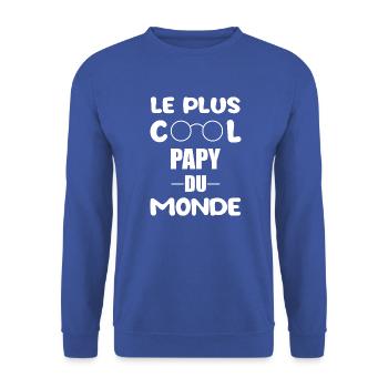 Le plus cool papy du monde t-shirt grand-père - Sweat-shirt Unisexe - bleu royal - Devant - Alina (178cm) & Michal (187cm)