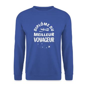 Diplôme du meilleur voyageur t-shirt homme - Sweat-shirt Unisexe - bleu royal - Devant - Alina (178cm) & Michal (187cm)