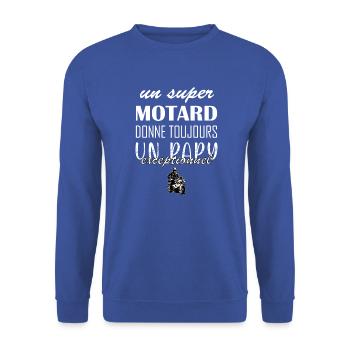 Un super motard papy grand-père moto humoristique - Sweat-shirt Unisexe - bleu royal - Devant - Alina (178cm) & Michal (187cm)