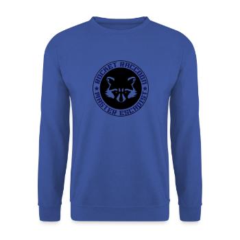 Rocket-Waschbär voll Logo - Unisex Pullover - Royalblau - Vorne - Alina (178cm) & Michal (187cm)