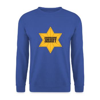 Sheriff stylisch - Unisex Pullover - Royalblau - Vorne - Alina (178cm) & Michal (187cm)