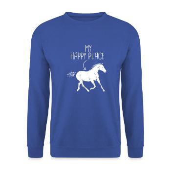 My Happy Place Équitation - Sweat-shirt Unisexe - bleu royal - Devant - Alina (178cm) & Michal (187cm)