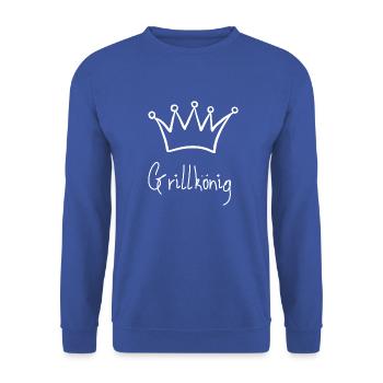 Grillkönig - Unisex Pullover - Royalblau - Vorne - Alina (178cm) & Michal (187cm)