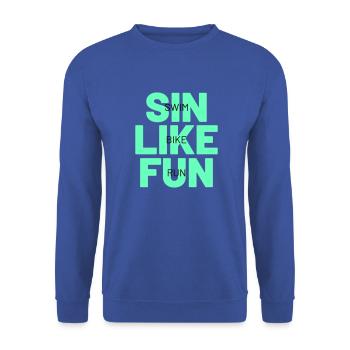 TRIATHLON sin like fun - Unisex Sweatshirt - royal blue - Front - Alina (178cm) & Michal (187cm)